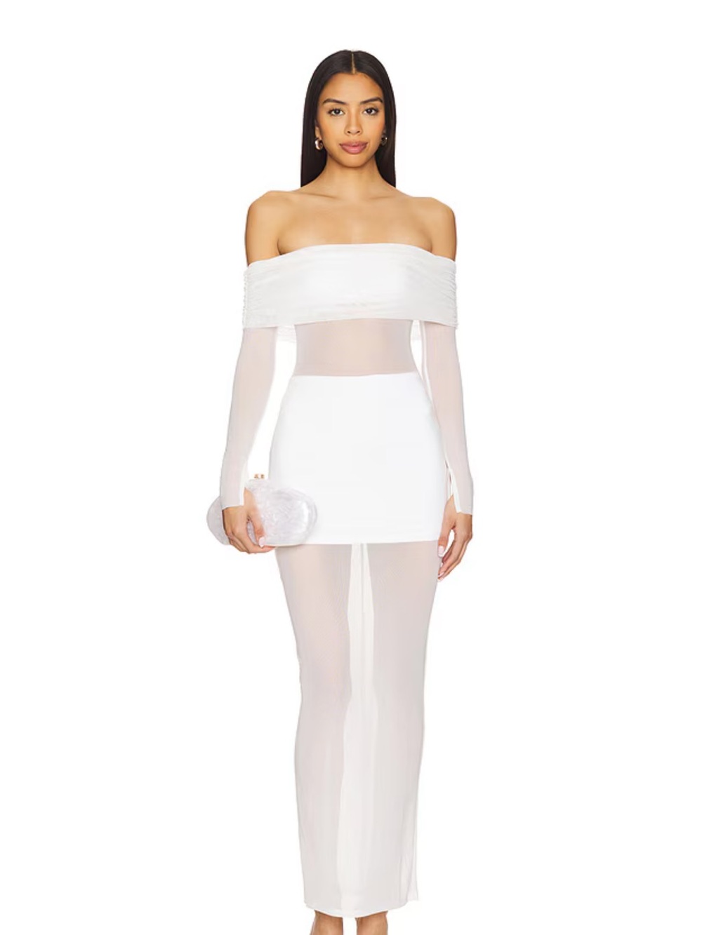 Lovers + Friends White Off-Shoulder Sheer Midi Dress - Worn ONCE!